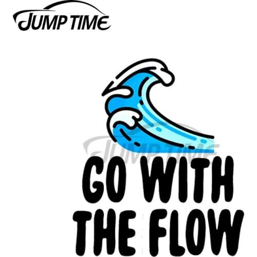 JumpTime 13 x 6cm Go With The Flow Surf OutdoorsT raveler Wanderlust Car Stickers Vinyl Car Styling Scratch-proof Bumper Decal
