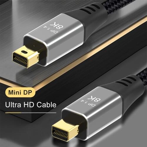 Mini DisplayPort to Mini DisplayPort DP 1.4 Cable 8K(7680*4320)@60Hz 4K@144Hz with Mini DP Female to DP Male Connector DP to DP