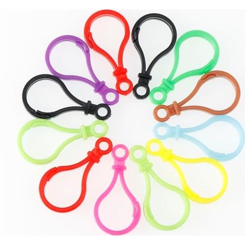 Cheap 100pcs Plastic Colorful Lamp Shape Buckle Snap Hook Lobster Clasp DIY Needlework Luggage Sewing Handmade Wholesale