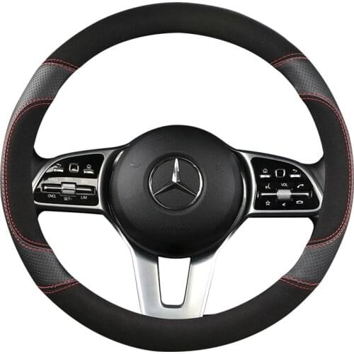 Anti Slip Car Suede Cow Steering Wheel Cover for Mercedes Ben AMG 38cm Models A C CLA E GLA GLC GLE S B CLS Class Accessories