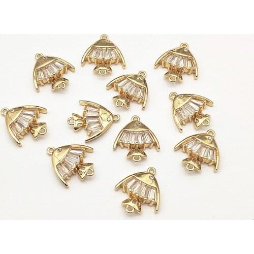 New Arrival! 19x16mm 50pcs Cubic Zirconia Fish shape Charm for Handmade Necklace/Earring DIY Parts,Jewelry Accessories Findings