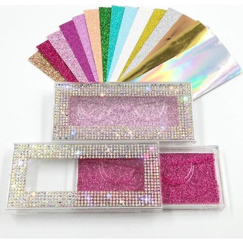 New Rhinestone Cases 10/20/30/50pcs/lot Natural Size Lashes Packaging for 18mm 20mm 22mm 5D 3D Mink Eyelashes