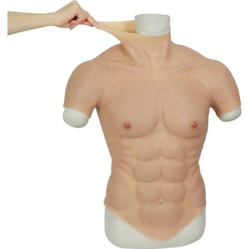 New Silicone Muscle Chest Sexy Lifelike Male Chest Vest Body Shape-enhancing Muscle Role-playing Suit Masquerade Dress Top
