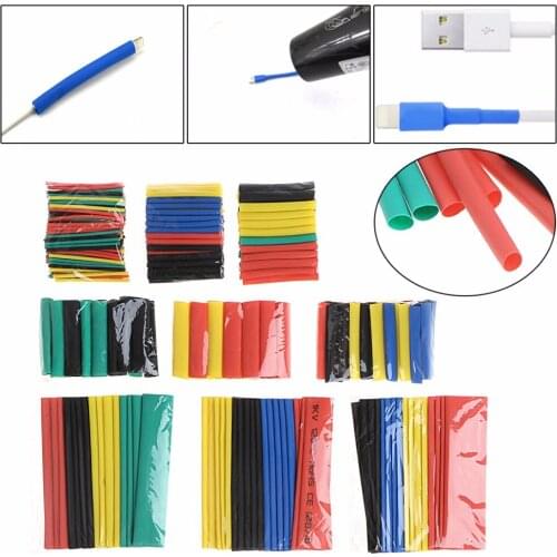 OOTDTY 328 Pcs/Set 2:1 Polyolefin Heat Shrink Tubing Tube Sleeve Wrap Wire 8 Size 5 Colors