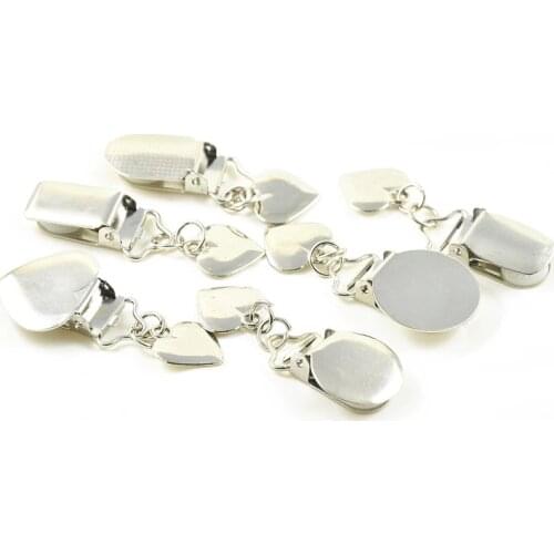 Suspender Clips Metal Pacifier Holder With Plastic Insert For Trousers Jeans Bags Belts Pants Garment Decoration Diy 15mm 20pcs