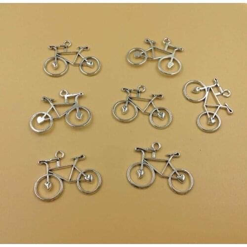25pcs Antique Silver Plated 30x22mm Alloy Bicycle Bike Charm Pendant For Jewelry Making