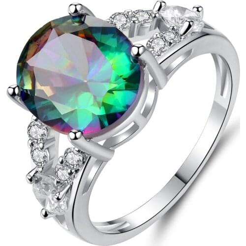 Supply EBays New Seven-Color Zircon Ring Wish Explosion Egg-Shaped Color Hand Jewelry