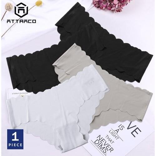 ATTRACO Underwear Panties Seamless Briefs 1 PCS Womens Thong String Tanga Soft Cute Sexy Colorful Transparent Hollow-out