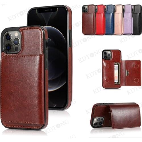 Luxury Phone Case For iPhone 12 Mini Pro Max Full Protection Leather Flip Wallet Invisible Bracket Shockproof with Card Pocket