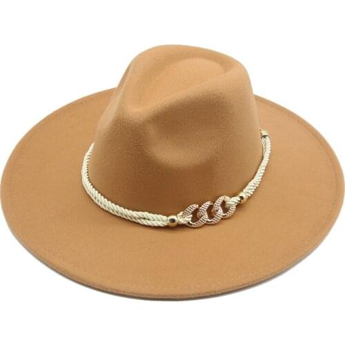 Big brim winter hats 9.5cm solid color white khaki winter autumn women hat wide brim formal fedora felted hats gorras para mujer