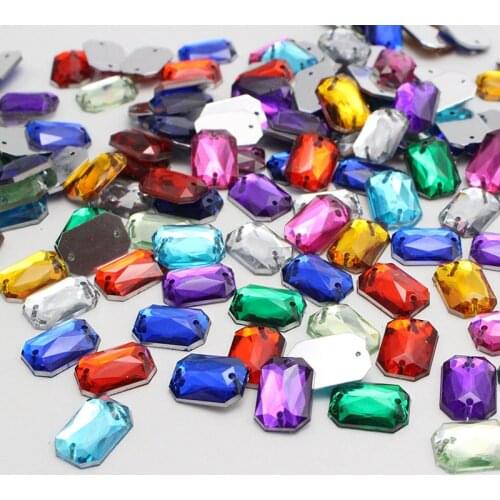 Mix Color With Two Hole Flatback Acrylic Rhinestone For Handmade Craft Sew On Clothes Bags Decoration Jewelry Accessories