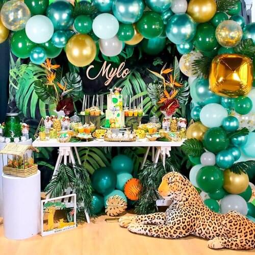 Jungle Decoration Green Latex Balloon Animal Hawaiian Safari Birthday Party Adornment Happy Birthday Balloons Party Favors Kids