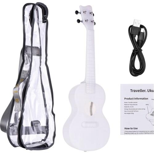 SOLO SU-30 23 Inch Concert Ukulele Colorful LED Lighting Smart Ukelele Uke Carbon Strings with Gig Bag USB Charging Cable