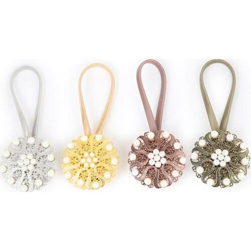 Hanging Flower Tie Back Curtain Accessories Pearl Magnetic Curtain Clip Tieback Buckle Clips Curtain Holders Home Decor Cortina