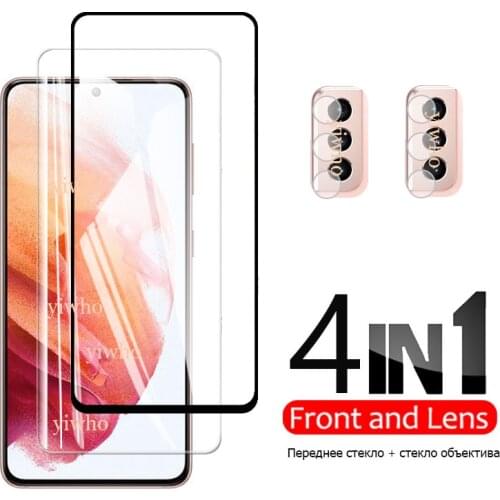 4-in-1 for Samsung Galaxy S21 Glass on For Samsung S21+ Plus Tempered Glass Full Screen Protector S21Plus Camera Lens Glass