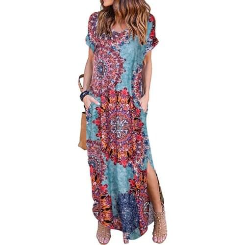 Pullover V-neck Knit Maxi Ladies Dress Straight Ethnic Print Batwing Sleeve Streetwear Vintage Harajuku Womens Long Dresses