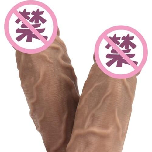 Double-headed simulation dildo for lesbian sex simulation silicone penis anal plug female masturbation device adult products