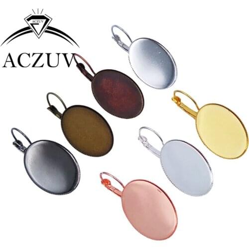 200PCS 10x14mm 13x18mm 18x25mm Oval Teeth Bezel Leverback Earring Blanks Cabochon Base Setting OEBH001