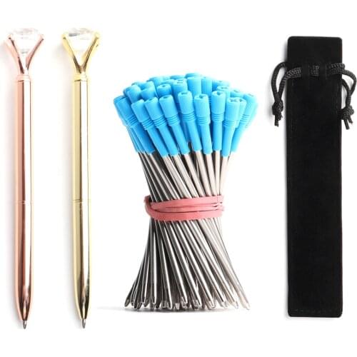 23 Pcs/Set Big Diamond Crystal Pen Gem Ballpoint Pens Metal Ball Pen Refills Kawaii Magical Pen Fashion School Office Supplies