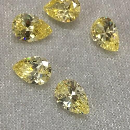 3x5~10x14mm Pear Shape Loose CZ Stone Light Yellow AAAAA Cubic zirconia Synthetic stone For Jewelry DIY Gems Stone