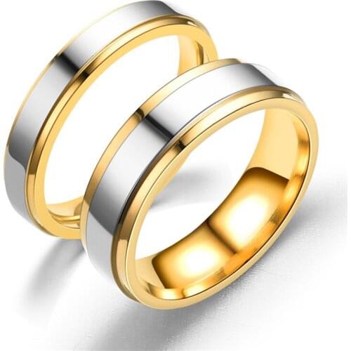 4mm 6mm Width Stainless Steel Simple Wedding Ring Design Couple Alliance Engagement Rings for Women and Men Party Gift Jewelry