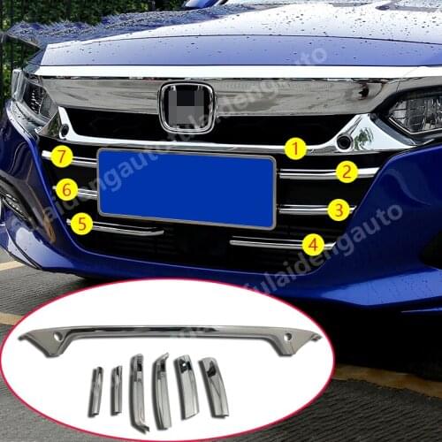 7pcs For Honda Accord 2018-2020 ABS Chrome Front Grille Mesh Vent Radiator Cover Trim car styling accessories