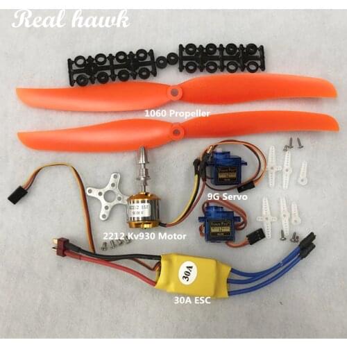 A2212 2212 930KV Brushless Motor 30A ESC Motor Mount 1060 Propeller SG90 9G Micro Servo for RC Fixed Wing Plane Helicopter