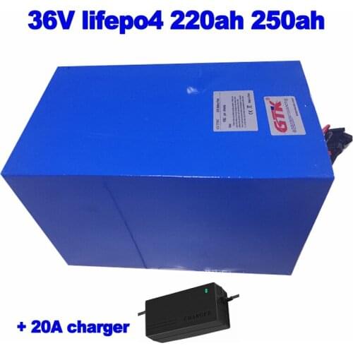 Lifepo4 LFP 36V 220ah 250ah battery pack for cruiser marine Solar energy System EV AGV Electric propeller RV van + 20A Charger