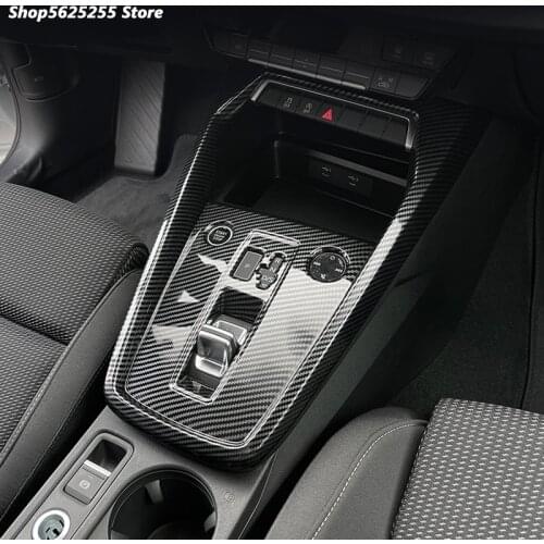 For Audi Q3 2021 Sedan Accessories Carbon Fiber Decoration Strip Central Control Gear Panel Protection Cover LHD