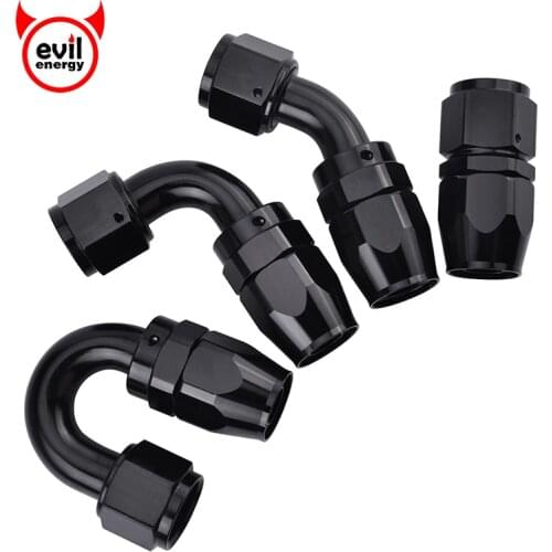Evil energy AN6 Straight 45 90 180 Drgree Oil Fuel Swivel Hose End Fitting Oil Hose End Adaptor Kit Black