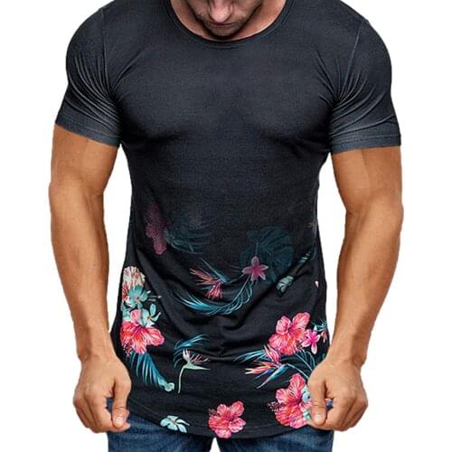 T-Shirt Summer Flower Pattern Breathable Quick Dry Top For Men Bottom Print Muscle T-shirt Soft Comfortable Mens Short Sleeve