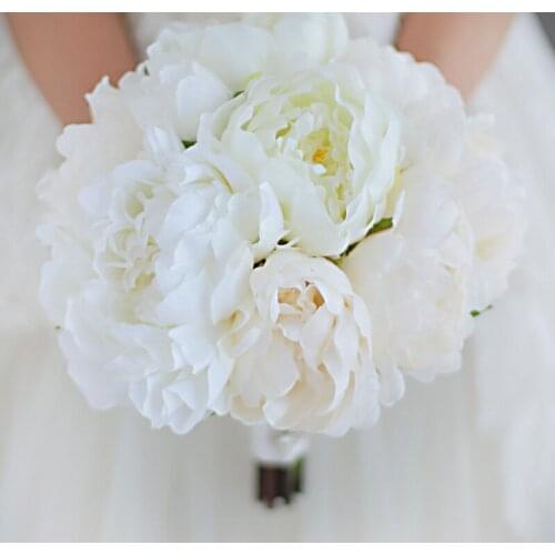 IFFO custom simulation white peony bride wedding accessories hand holding flowers beautiful fresh feeling pure color DIY decor