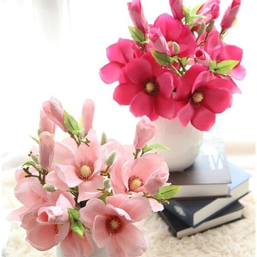 5Pcs 37CM Artificial Plant Simulation Magnolia Flower Home Wedding Party Decoration For Home Decoration Fake Flowers Faux