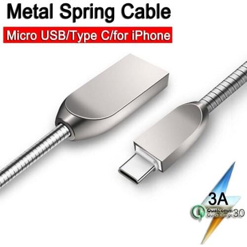 Zinc Alloy USB C Cable Micro USB Type C Charger Kabel for Samsung A70 A71 A50 Note 10 Plus Xiaomi A3 Redmi Note 7 8 Pro 5 Cables