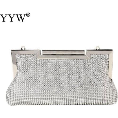 Women Evening Clutch Bag Rhinestone Wedding Purse Party Handbag Ladies Clutches Dumplings Shape Glitter Diamond Chains Bag