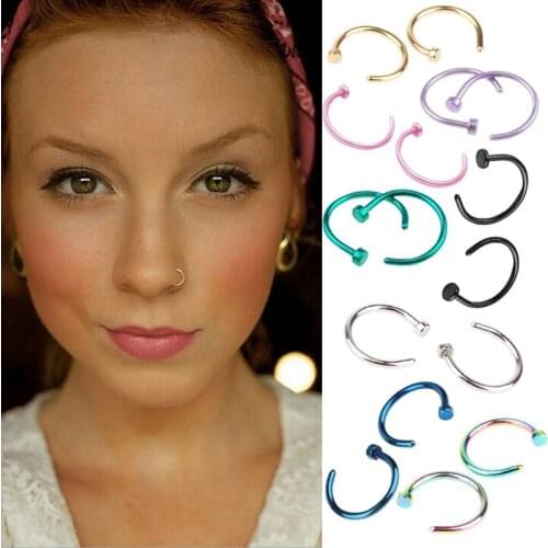 2PCS 2020 New Medical Titanium Punk Clip on Fake Piercing Body Nose Lip Rings Unisex Nose Ring Women Septum Piercing Jewelry