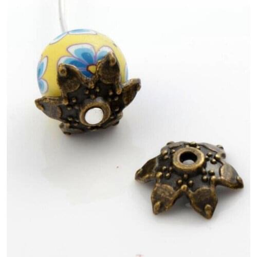 70Pcs L1061 12x10.6mm Antique Bronze Star Hexagon Dots Bead Cap Jewelry Findings Components LZsilver