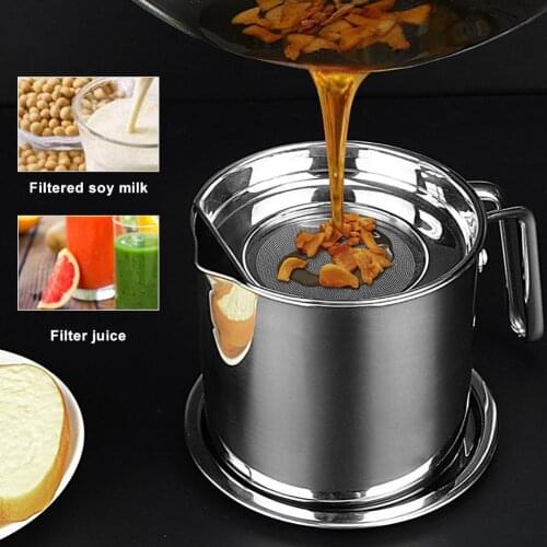 Kitchen Cooking Tool Oil Filter Storage Can Grease Strainer Pot Oil Strainer Container Restaurant for Dispenser Kitchen Supplies
