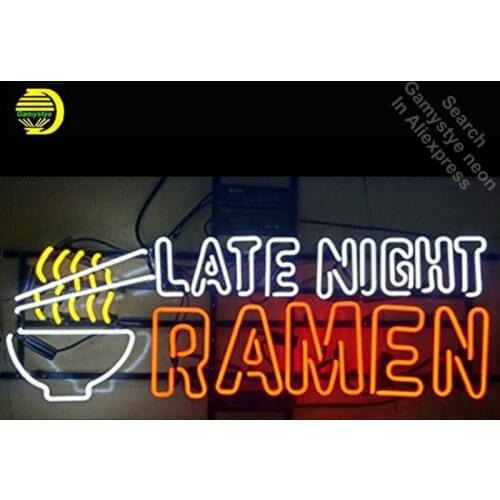 Late Night Ramen Neon Sign Bulb neon signs for sale Real Glass Tube Handcrafted Restaurant custom neon lights light up signs