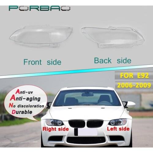 Pair Headlight lens cover for BMW E92 E93 Headlamp shell 2Doors car transparent clear glass lens cover 06-09 Replacement