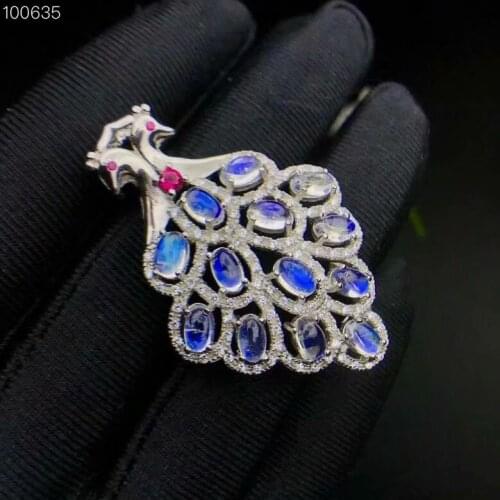 Natural blue moon stone pendant Phoenix big pendant European and American fashion styles Beautiful jewelry