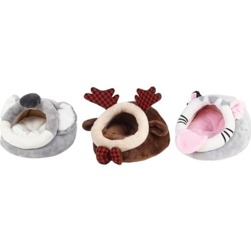 Semi-Closed Pet Guinea Pig Rabbit Nest Small Animal Cute Cartoon Sleep Bed Waterproof Winter Warm Elk Sloth Cat House