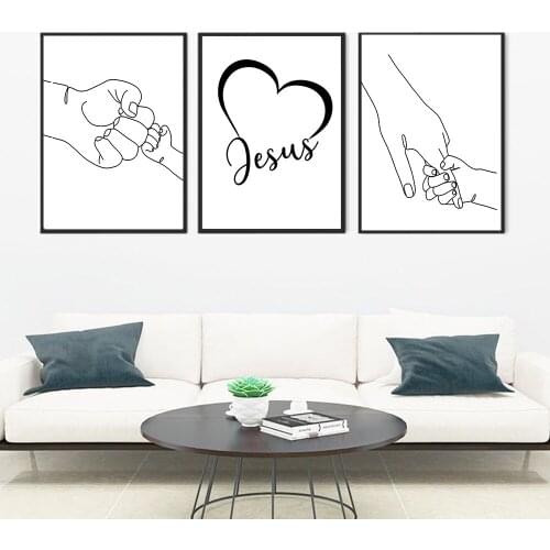 Scandinavian Style Love Poster Black and White Canvas Painting Line Hands Wall Pictures for Living Room Nordic Home Decor