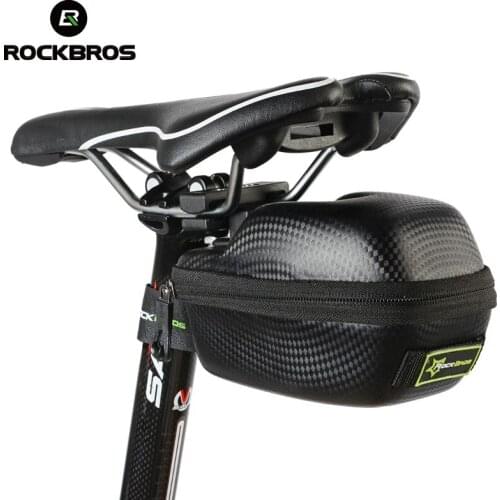 ROCKBROS Waterproof Bicycle Bag Leather Carbon Fiber MTB Mountain Bike Saddle Bag Seatpost Tail Rear Bag Cycling Accessories