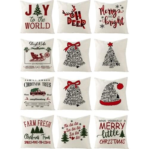 Merry Christmas Christmas Hat White Cloth Pillowcase Happy New Year Bedroom Pillow Cushion Pillowcase Cover Sofa Home Decoration