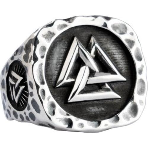925 Sterling Silver Viking Valknut Silver rings for man Vintage Punk open ring fashion jewelry hippop street culture
