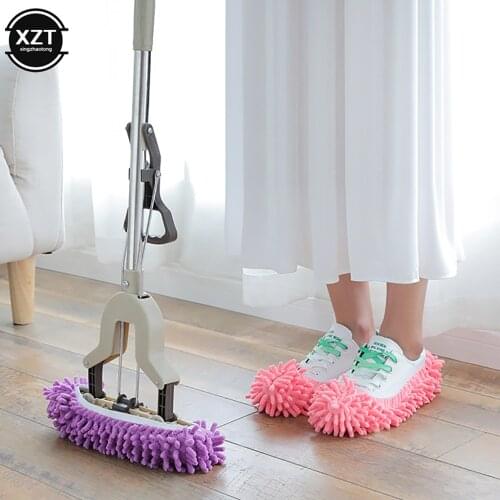 1 Pair Dust Cleaner Grazing Slippers House Bathroom Floor Cleaning Mop Cleaner Slipper Lazy Shoes Cover Microfiber Duster Cloth