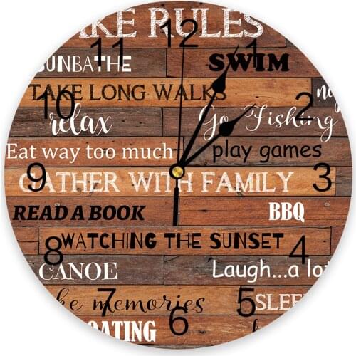 Wood Grain Rule Text Modern Wall Clock For Home Office Wall Decoration Living Room Bathroom Decor Needle Hanging Watch