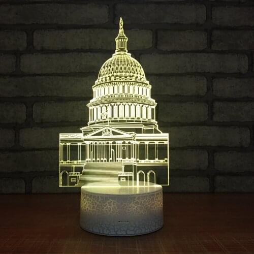USA The White House Model 3D LED USB Lamp Bedroom Liveing Room Decor Night Light Multicolor Building Table Lamp Gift for Kids