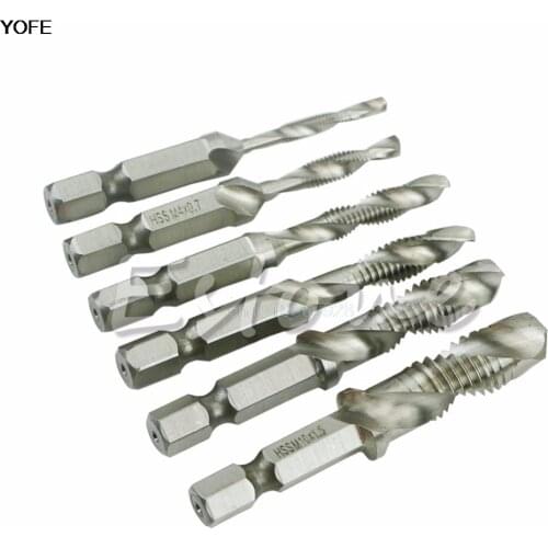 6Pcs Drill Bits High Speed HSS Machine Screw Thread Metric Plug Hand Tap Drill Bits M3-M10